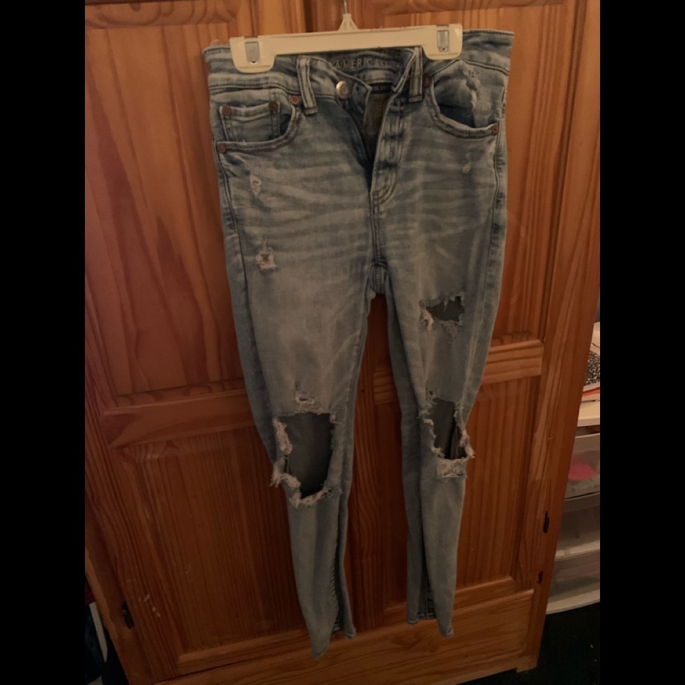 Light Blue Distressed American Eagle Jeans